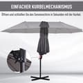Miniatyrbilde 5 av 10: Dobbel Parasoll Cantilever Paraply Med Sveiv Justerbar Hageparaply Solbeskyttelse Metal Mørkegrå 440 X 270 X 250 Cm