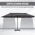 Miniatyrbilde 6 av 10: Dobbel Parasoll Cantilever Paraply Med Sveiv Justerbar Hageparaply Solbeskyttelse Metal Mørkegrå 440 X 270 X 250 Cm