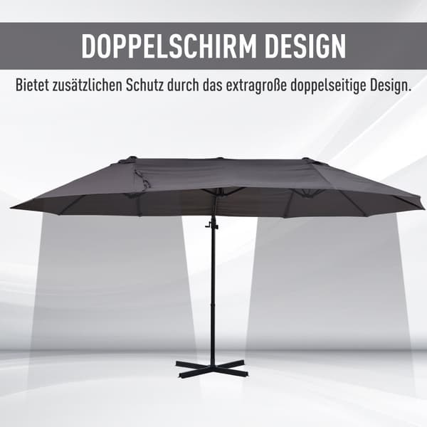Dobbel Parasoll Cantilever Paraply Med Sveiv Justerbar Hageparaply Solbeskyttelse Metal Mørkegrå 440 X 270 X 250 Cm