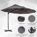 Miniatyrbilde 7 av 10: Dobbel Parasoll Cantilever Paraply Med Sveiv Justerbar Hageparaply Solbeskyttelse Metal Mørkegrå 440 X 270 X 250 Cm
