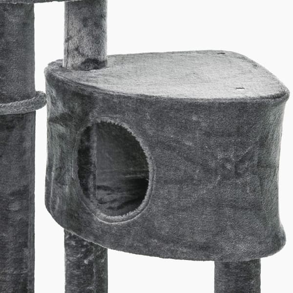 Cat Klatrestativ Takhøy Skrapestolpe Med Sisal-Søyler, 220-265 Cm, Katteklatretre, Mørkegrå