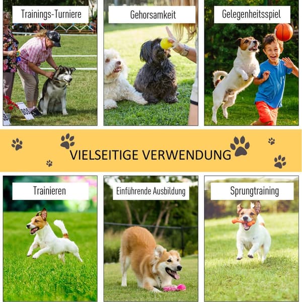 Dog Agility Hæksæt, Hundetræningssæt, Forhindringsbane, Plastik, Polyester, Gul, 128 X 23 X 9-100 Cm