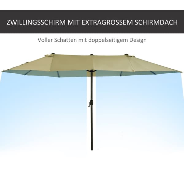 Parasol Market Paraply Dobbelt Parasol Med Håndsving Light Coffee Oval 460 X 270 X 240 Cm