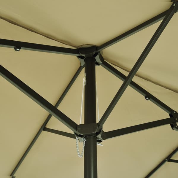 Parasol Market Paraply Dobbelt Parasol Med Håndsving Light Coffee Oval 460 X 270 X 240 Cm