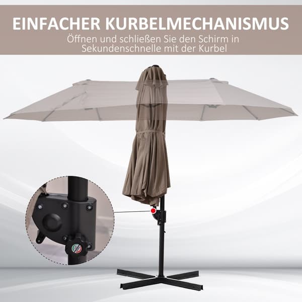 Double Parasol Cantilever Sateenvarjo Kaksinkertainen Sateenvarjo Kammella Säädettävä Puutarhasateenvarjo Aurinkosuoja Metalliruskea 440 X 270 X 250 C