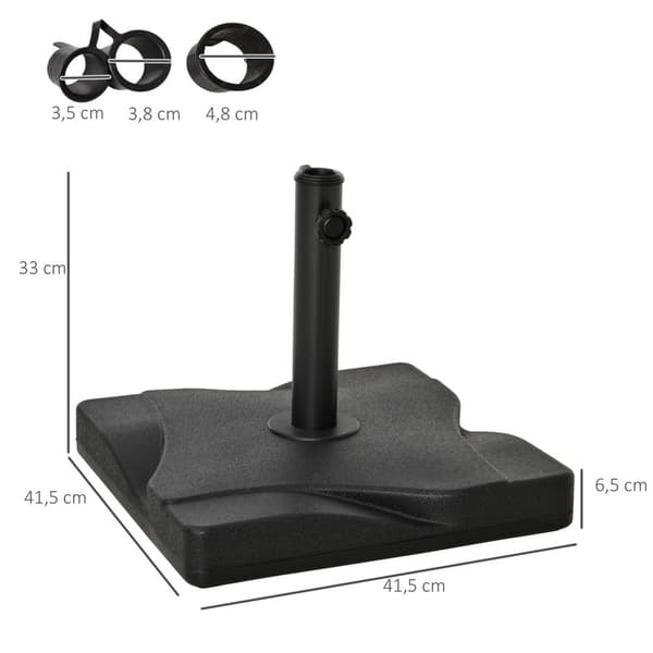 Parasolstativ Paraplyholder, Paraplyfod, Til Ø35/38/48 Mm, Metal, Sort, 45X45X39 Cm