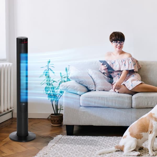 Tornituuletin Kaukosäätimellä Pylvästuuletin Ajastimella, 45 W, Jalustatuuletin, Neljä Tilaa, 70° Värähtely, Abs, Musta
