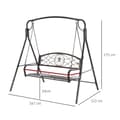 Miniatyrbilde 4 av 10: Garden Swing For 2 Personer, Hollywood Swing, Swing Benk, Metall, Bronse, 167 X 123 X 175 Cm