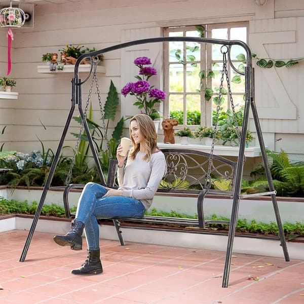 Garden Swing For 2 Personer, Hollywood Swing, Swing Benk, Metall, Bronse, 167 X 123 X 175 Cm