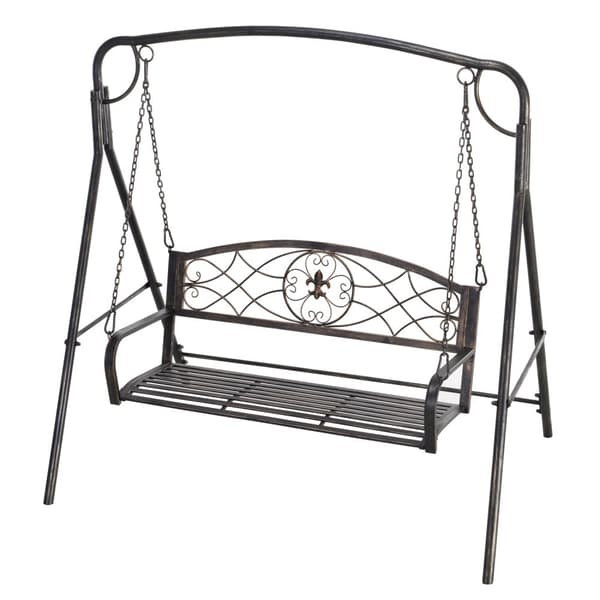 Garden Swing For 2 Personer, Hollywood Swing, Swing Benk, Metall, Bronse, 167 X 123 X 175 Cm