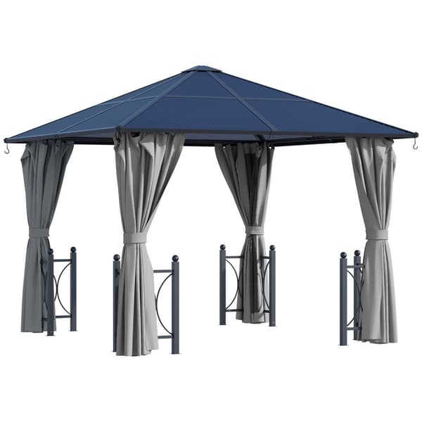 Paviljong, Hage Paviljong, Partytelt Med Sidepaneler, Pc Tak, Aluminium, Svart, 300 X 300 X 263 Cm