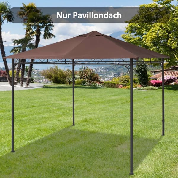 Erstatningstag Gazebo 2.93X2.93M Gazebo Cover Solbeskyttelse Polyester Kaffe