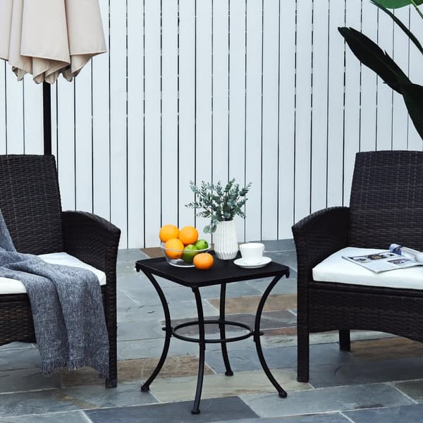 Sidebord Svart Hagebord, Balkongbord, Metall Sofabord For Uteplass, 45X45X50Cm