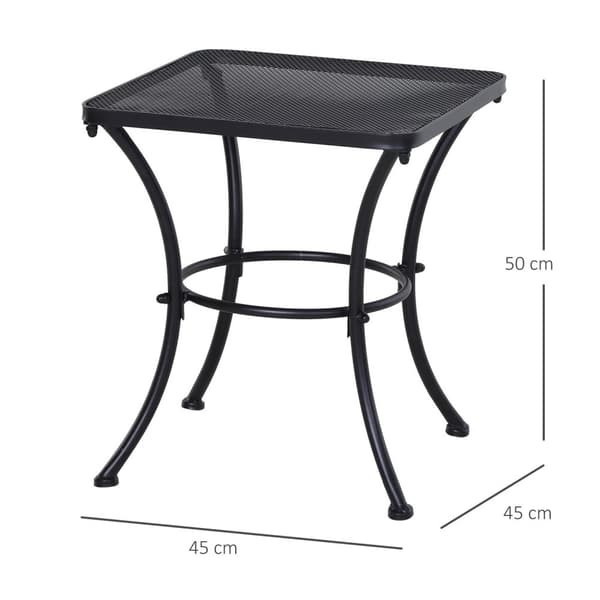 Sidebord Svart Hagebord, Balkongbord, Metall Sofabord For Uteplass, 45X45X50Cm