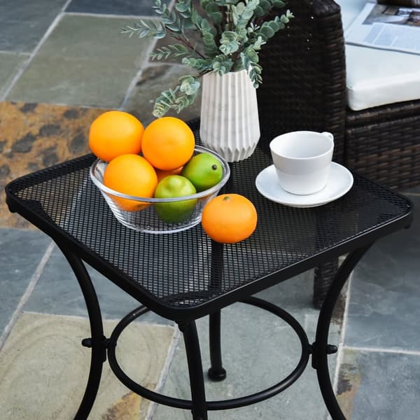 Sidebord Svart Hagebord, Balkongbord, Metall Sofabord For Uteplass, 45X45X50Cm