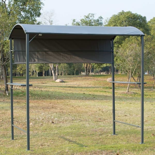 Grill Pavilion Flammebeskyttelse Tak Bbq Pavilion 2 Hyller Polyester Svart 218X138X216Cm