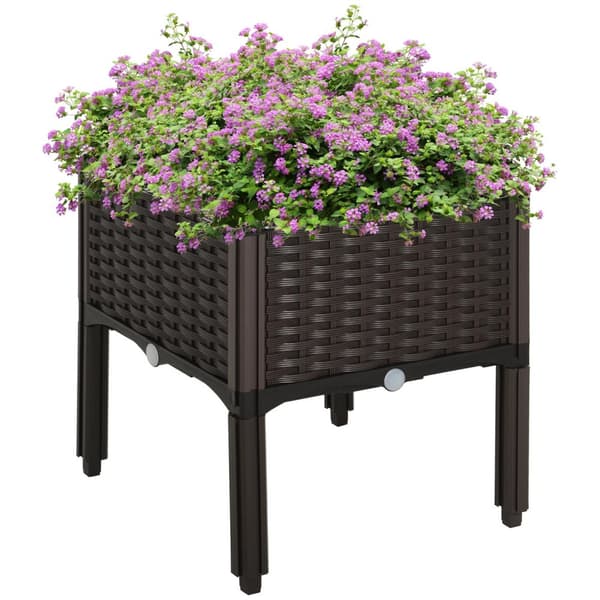 Høybed Plantekasse I Rattan Look Med Dreneringshull, Pp, Brun, 40X40X44Cm
