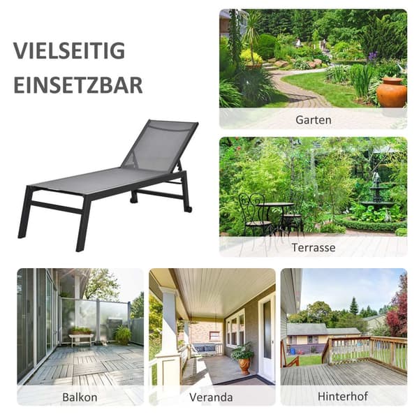 Solseng Hage Solseng 5 Trinns Ryggstøtte Aluminium Grå 169 X 65 X 102 Cm