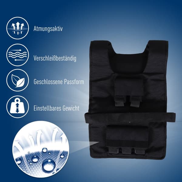 Training Vest 30Kg Painoliivi Voimaharjoitteluun, Säädettävä, Oxford+Iron, Musta, 36X52Cm