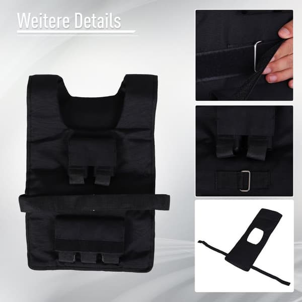 Training Vest 30Kg Painoliivi Voimaharjoitteluun, Säädettävä, Oxford+Iron, Musta, 36X52Cm