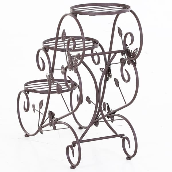 Blomsterstativ I Fransk Stil Trelags Plantehylle Metall Bronse 76X27X67Cm
