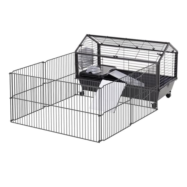 Smådyrsbur Gnaverbur Til Marsvin Med Have Og Balkon, Metal, 88X128,5X56Cm