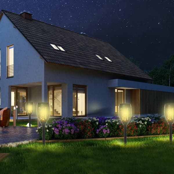 Aurinkovalo Puutarha Aurinkolamput 4 Sarjassa, 6-8H Valaistusaika, Ip44 Vesitiivis, Muovi, Musta, Ø12Xh72Cm