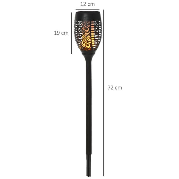 Aurinkovalo Puutarha Aurinkolamput 4 Sarjassa, 6-8H Valaistusaika, Ip44 Vesitiivis, Muovi, Musta, Ø12Xh72Cm