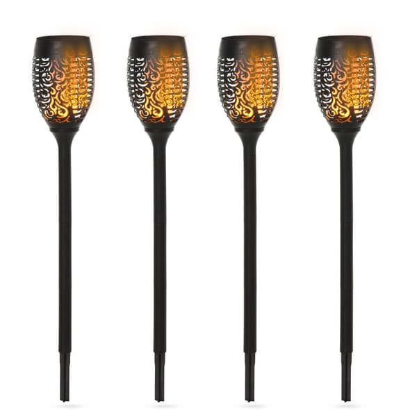 Aurinkovalo Puutarha Aurinkolamput 4 Sarjassa, 6-8H Valaistusaika, Ip44 Vesitiivis, Muovi, Musta, Ø12Xh72Cm