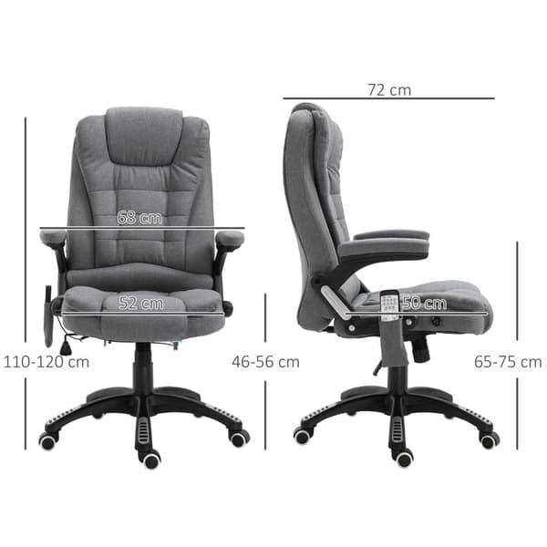 Hierontatuoli Executive Tuoli Toimistotuoli Korkeus Säädettävä Ergonominen Hieronta Harmaa 67 X 74 X 116-126 Cm