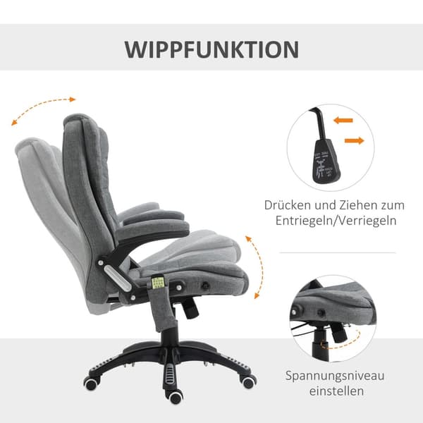 Hierontatuoli Executive Tuoli Toimistotuoli Korkeus Säädettävä Ergonominen Hieronta Harmaa 67 X 74 X 116-126 Cm