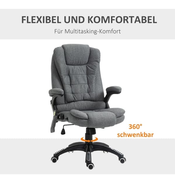 Hierontatuoli Executive Tuoli Toimistotuoli Korkeus Säädettävä Ergonominen Hieronta Harmaa 67 X 74 X 116-126 Cm