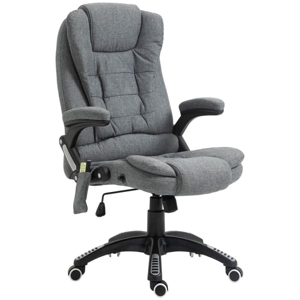 Massasjestol Lederstol Kontorstol Høydejusterbar Ergonomisk Massasje Grå 67 X 74 X 116-126 Cm