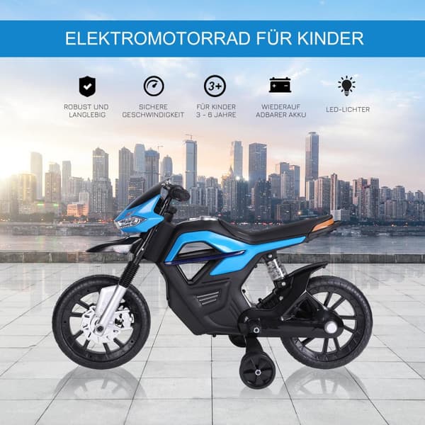 Børnemotorcykel Børnemotorcykel Til Børn 3-6 År Let Musik Mp3 Elbil Med Træningshjul Maks. 3 Km/T Metal + Plast