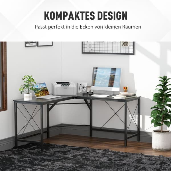 Datorbord L-Shape Hörnskrivbord, Vinkelskrivbord, Mdf, Svart, 150X150X76Cm