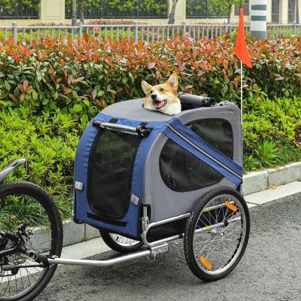 Hundetrailer Cykeltrailer Hundetransporter Hundecykeltrailer Oxford Stof Regnslag Åndbar Blå 130 X 73 X 90 Cm