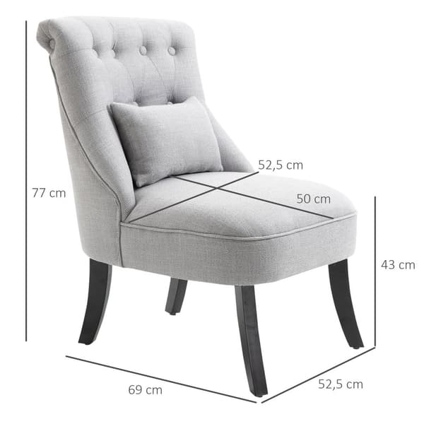 Rentoutumistuoli Selkätyynyllä, Tv-Tuoli, Korotetut Jalat, Pellava, Harmaa, 52,5X69X77Cm