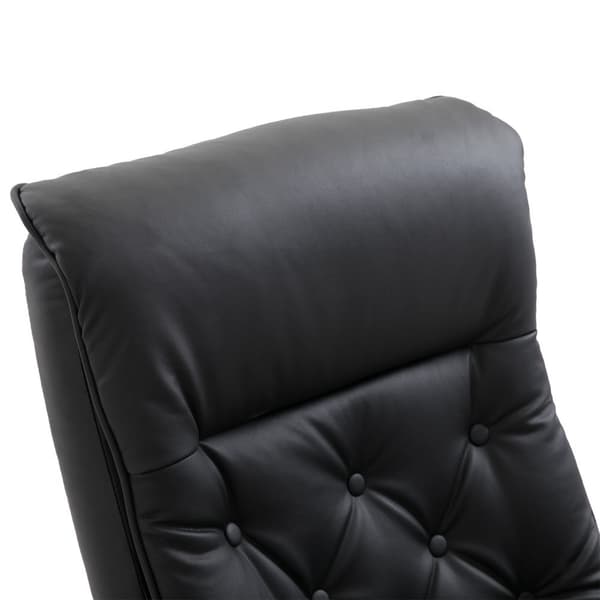 Rentoutustuoli Jakkaralla Tv Tuoli Pehmustettu Tuoli 360° Kääntyvä 145° Kallistettava Chesterfield Pu Kansi Puupanelointi Metallijalusta 82X83X110Cm