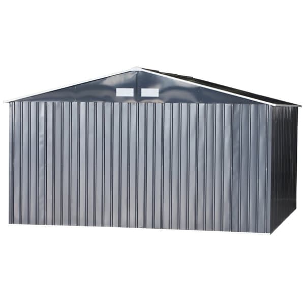 Redskapsbod Med Fundament Verktøyskur Hageskur Metall Kullgrå 340 X 386 X 200 Cm