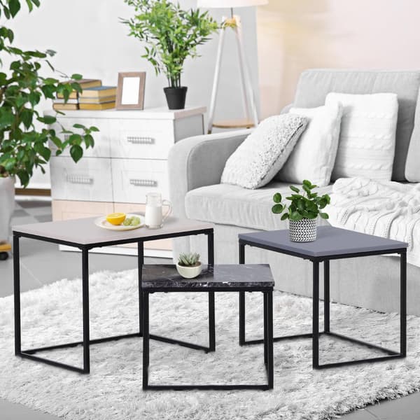 Sofabord Moderne Sidebord Sofabord Med Metalbund, Mdf, I 3 Farver