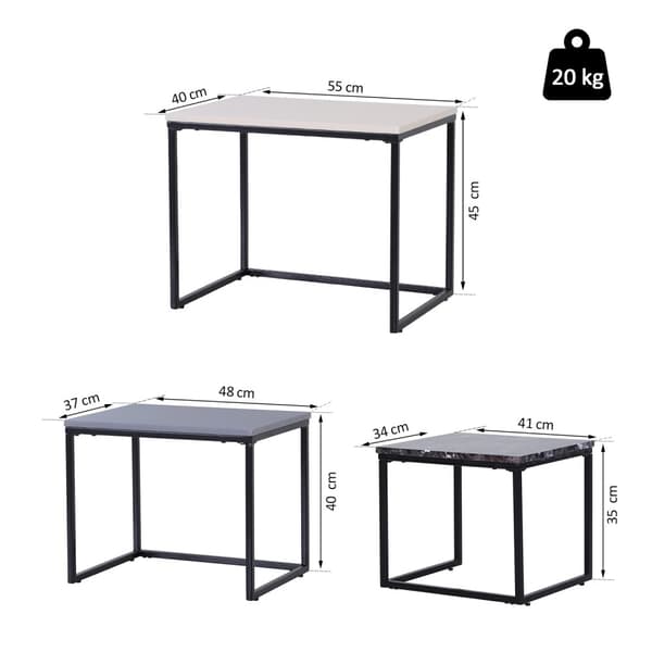 Sofabord Moderne Sidebord Sofabord Med Metalbund, Mdf, I 3 Farver