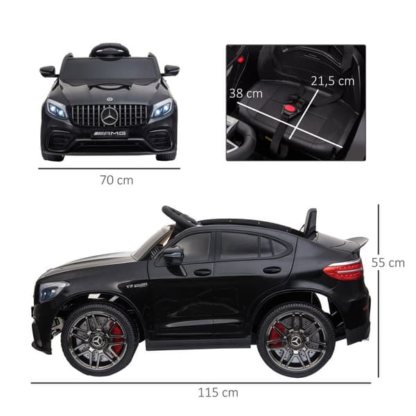 Børnekøretøj Mercedes-Benz Amg Gla45 Licenseret Elbil Med Fjernbetjening 2 X 35W Motorer Mp3 Sikkerhedssele 37-60 Måneder Sort
