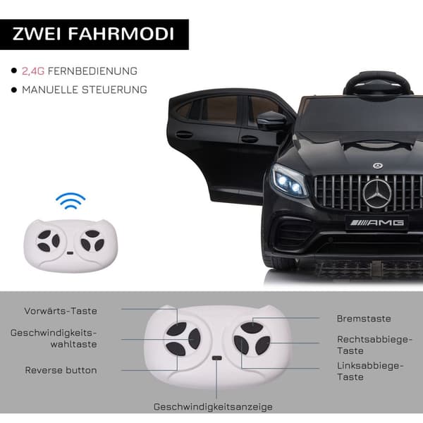 Børnekøretøj Mercedes-Benz Amg Gla45 Licenseret Elbil Med Fjernbetjening 2 X 35W Motorer Mp3 Sikkerhedssele 37-60 Måneder Sort