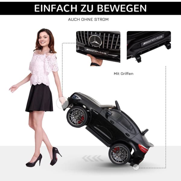 Børnekøretøj Mercedes-Benz Amg Gla45 Licenseret Elbil Med Fjernbetjening 2 X 35W Motorer Mp3 Sikkerhedssele 37-60 Måneder Sort