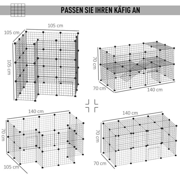 Barriere Diy Kravlegård Til Små Dyr, Hvalpe Kravlegård, 36 Paneler, Sort, 146X73X73Cm