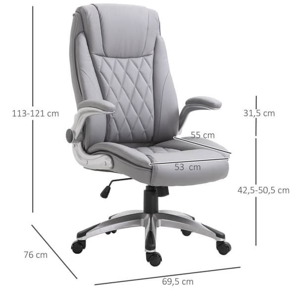 Kontorstol, Svingstol, Datamaskinstol, Ergonomisk, Vippefunksjon, Høydejusterbar, Nakkestøtte, Armlener, Kunstskinn