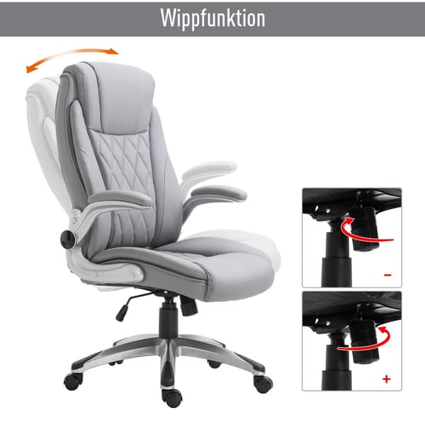 Kontorstol, Svingstol, Datamaskinstol, Ergonomisk, Vippefunksjon, Høydejusterbar, Nakkestøtte, Armlener, Kunstskinn