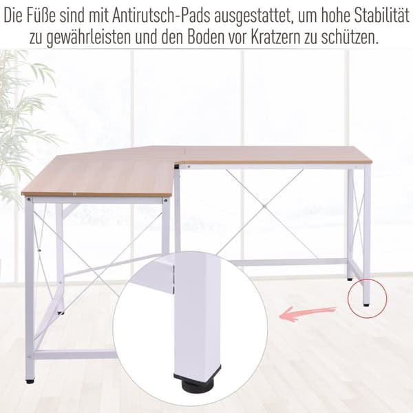L-Skrivebord Hjørne Skrivebord Vinkel Skrivebord Arbejdsbord Mdf Natur 150X150X76Cm