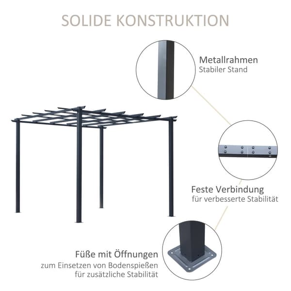 Rose Pavilion Staldplantebue Som Espalier, Havepavillon, Vejrbestandig, Metal, Sort, 2,97X2,95X2,3M