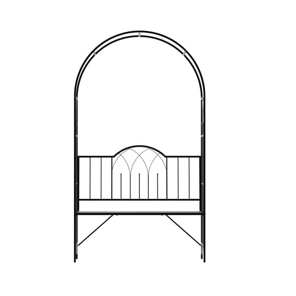 Rose Bue Med Bænk, Rosenbænk, Lysthusbænk, Filosofbænk, Espalier, Havebænk, Metal, Sort, 121 X 50 X 203 Cm